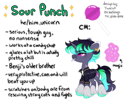 Size: 600x500 | Tagged: safe, artist:pink-pone, imported from derpibooru, oc, oc:sour punch, pony, unicorn, candy, chibi, coat markings, ear piercing, food, lollipop, magic, magic aura, male, piercing, scar, simple background, socks (coat markings), solo, stallion, transparent background, unshorn fetlocks