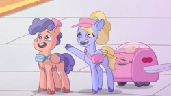 Size: 3410x1920 | Tagged: safe, imported from derpibooru, screencap, pegasus, pony, spoiler:g5, spoiler:my little pony: tell your tale, spoiler:tyts01e17, berries (g5), duo, female, fifi (g5), g5, high res, male, mare, my little pony: tell your tale, open mouth, open smile, queens for a day, smiling, stallion, starry eyes, wingding eyes, youtube link, zephyr heights