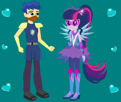 Size: 719x604 | Tagged: safe, artist:owletbrigthness, imported from derpibooru, flash sentry, sci-twi, twilight sparkle, human, equestria girls, crystal guardian, crystal wings, female, flashlight, male, ponied up, sciflash, shipping, solo, straight, wings
