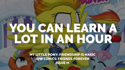 Size: 1280x720 | Tagged: safe, edit, editor:quoterific, idw, imported from derpibooru, rainbow dash, spitfire, pegasus, pony, friends forever, spoiler:comic, eyes closed, female, filly, flying, foal, mare, open mouth, open smile, smiling, spread wings, text, wings