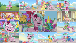Size: 1280x721 | Tagged: safe, edit, edited screencap, editor:quoterific, imported from derpibooru, screencap, hitch trailblazer, izzy moonbow, sunny starscout, crab, earth pony, pony, rabbit, unicorn, spoiler:g5, spoiler:my little pony: tell your tale, spoiler:tyts01e06, spoiler:tyts01e07, spoiler:tyts01e08, spoiler:tyts01e11, spoiler:tyts01e13, spoiler:tyts01e16, bunnycorn, cellphone, clip trot, dahlia, dumpster diving, eyes closed, female, foal me once, g5, lip bite, male, mare, maretime bay day 2.0, mcsnips-a-lot, my little pony: tell your tale, neighfever, open mouth, open smile, phone, posey bloom, smartphone, smiling, stallion, sunglasses, text, the unboxing of izzy