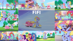 Size: 1280x720 | Tagged: safe, edit, edited screencap, editor:quoterific, imported from derpibooru, screencap, hitch trailblazer, izzy moonbow, pipp petals, sunny starscout, earth pony, pegasus, pony, unicorn, spoiler:g5, spoiler:my little pony: tell your tale, spoiler:tyts01e02, spoiler:tyts01e08, spoiler:tyts01e11, :o, bag, cap, cart, female, fifi (g5), flying, foal me once, g5, guardsmare, hat, jazz hooves, male, mare, maretime bay day 2.0, my little pony: tell your tale, open mouth, open smile, pegasus royal guard, ponytail, royal guard, rufus, saddle bag, smiling, spread wings, stallion, text, thunder flap, windy (g5), wings, zipp's flight school, zoom zephyrwing