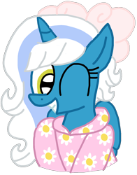 Size: 1056x1346 | Tagged: safe, artist:amity-hsu, imported from derpibooru, oc, oc:fleurbelle, alicorn, alicorn oc, bow, clothes, female, flower, hair bow, hood, hoodie, horn, looking at you, mare, one eye closed, simple background, transparent background, wings, wink, winking at you