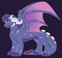 Size: 1655x1560 | Tagged: safe, artist:purplegrim40, imported from derpibooru, oc, oc only, dragon, crack ship offspring, dragon oc, horns, interspecies offspring, non-pony oc, offspring, parent:big macintosh, parent:princess ember, purple background, simple background, solo