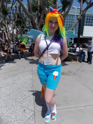 Size: 2121x2828 | Tagged: safe, artist:arp-photography, imported from derpibooru, rainbow dash, human, anime expo, anime expo 2014, clothes, cosplay, costume, high res, irl, irl human, multicolored hair, photo, rainbow hair