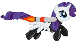 Size: 4050x2200 | Tagged: safe, artist:rebepony, imported from derpibooru, rarity, alicorn, pony, alicornified, female, flying, high res, jetpack, latex, latex boots, latex suit, mare, pegasus wings, race swap, raricorn, rubber suit, simple background, smiling, solo, spread wings, transparent background, wings