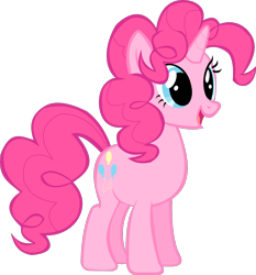 Size: 1216x1303 | Tagged: safe, artist:thebosscamacho, edit, editor:cutiesparke, imported from derpibooru, pinkie pie, pony, unicorn, alternate hairstyle, female, open mouth, open smile, race swap, simple background, smiling, solo, standing, transparent background, unicorn pinkie pie