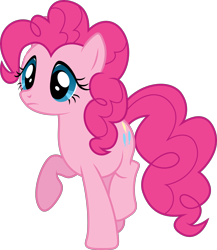 Size: 3000x3454 | Tagged: safe, artist:djdavid98, artist:djdavid98 edits, editor:cutiesparke, imported from derpibooru, pinkie pie, earth pony, pony, female, frown, raised hoof, simple background, solo, transparent background, vector, wrong eye shape