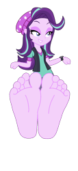 Size: 4200x9200 | Tagged: safe, artist:famousmari5, imported from derpibooru, starlight glimmer, human, equestria girls, mirror magic, spoiler:eqg specials, absurd resolution, barefoot, base used, beanie, clothes, feet, female, fetish, foot fetish, foot focus, hat, lidded eyes, pants, ripped pants, simple background, soles, solo, toes, torn clothes, transparent background, vector, watch, wristwatch