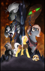 Size: 722x1146 | Tagged: safe, artist:whatevstu, imported from derpibooru, king sombra, oc, earth pony, pony, unicorn, armor, crystal empire