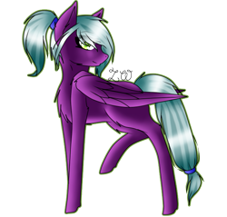 Size: 661x631 | Tagged: safe, artist:kat-the-true-kitkat, imported from derpibooru, oc, oc only, pegasus, pony, chest fluff, female, looking back, mare, pegasus oc, simple background, smiling, solo, transparent background, wings