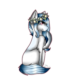 Size: 512x512 | Tagged: safe, artist:kat-the-true-kitkat, imported from derpibooru, oc, oc only, earth pony, pony, chest fluff, earth pony oc, floral head wreath, flower, raised hoof, simple background, smiling, solo, transparent background