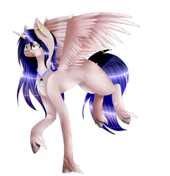 Size: 2112x2178 | Tagged: safe, artist:kat-the-true-kitkat, imported from derpibooru, oc, oc only, alicorn, pony, alicorn oc, chest fluff, female, horn, jewelry, mare, necklace, pearl necklace, simple background, smiling, solo, transparent background, unshorn fetlocks, wings