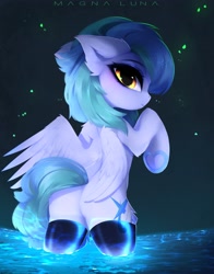 Size: 3216x4096 | Tagged: safe, alternate version, artist:magnaluna, imported from derpibooru, oc, oc only, oc:siriusnavigator, pegasus, pony, bipedal, clothes, stockings, thigh highs