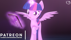 Size: 1280x720 | Tagged: safe, artist:marshmallow-pone, imported from derpibooru, twilight sparkle, alicorn, 3d, book, female, solo, source filmmaker, twilight sparkle (alicorn)