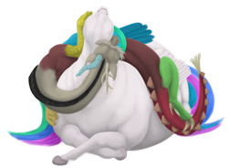 Size: 1500x1102 | Tagged: safe, artist:soobel, imported from derpibooru, discord, princess celestia, alicorn, draconequus, pony, chubbylestia, dislestia, duo, fat, female, male, obese, shipping, simple background, straight, transparent background