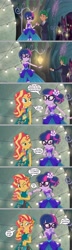 Size: 2205x7607 | Tagged: safe, artist:silverbuller, edit, edited screencap, imported from derpibooru, screencap, sci-twi, sunset shimmer, timber spruce, twilight sparkle, human, equestria girls, legend of everfree, bare shoulders, comic, screencap comic, sleeveless, strapless