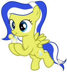 Size: 3140x3360 | Tagged: safe, artist:strategypony, imported from derpibooru, oc, oc only, oc:lemon frost, pegasus, pony, bow, cute, female, filly, flying, foal, headband, juice, lemonade, pegasus oc, simple background, tail, tail bow, transparent background, wings