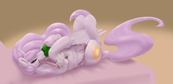 Size: 1713x833 | Tagged: safe, artist:anonymous, princess celestia, oc, oc:anon, alicorn, pony, bed, drawthread, female, hug, kissing, mare, on back, pink-mane celestia, simple background, winghug