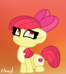 Size: 691x773 | Tagged: safe, artist:sillylittlenoobie, imported from derpibooru, apple bloom, earth pony, pony, female, filly, foal, smiling, solo, the cmc's cutie marks