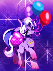 Size: 1527x2048 | Tagged: safe, alternate version, artist:stacy_165cut, imported from derpibooru, earth pony, pony, balloon, g5, heart balloon, ivory cedar, male, mouth hold, raised hoof, smiling, solo, stallion, unshorn fetlocks