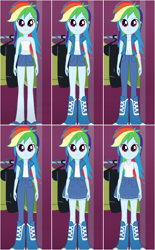 Size: 492x792 | Tagged: safe, artist:blessranger, imported from derpibooru, rainbow dash, human, equestria girls, bare shoulders, boots, clothes, high heel boots, jacket, shirt, shoes, simple background, skirt, sleeveless, solo, strapless, tanktop