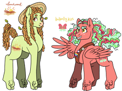 Size: 3835x2877 | Tagged: safe, artist:fizzmitz, imported from derpibooru, oc, oc:beachwood, oc:butterfly kiss, earth pony, pegasus, pony, cloven hooves, duo, earth pony oc, female, magical lesbian spawn, mare, offspring, parent:fluttershy, parent:tree hugger, parents:flutterhugger, pegasus oc, siblings, simple background, sisters, transgender, transparent background, unshorn fetlocks