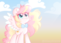 Size: 3508x2480 | Tagged: safe, artist:ninnydraws, imported from derpibooru, oc, oc only, oc:ninny, pegasus, pony, bowtie, female, heart, heart eyes, heterochromia, mare, solo, spread wings, wingding eyes, wings