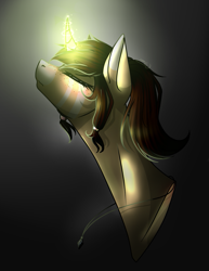 Size: 861x1116 | Tagged: safe, artist:kat-the-true-kitkat, imported from derpibooru, oc, oc only, pony, unicorn, bust, eyes closed, freckles, glowing, glowing horn, horn, jewelry, magic, necklace, solo, unicorn oc