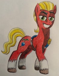 Size: 2439x3104 | Tagged: safe, artist:bozzerkazooers, imported from derpibooru, sprout cloverleaf, earth pony, pony, g5, solo, traditional art