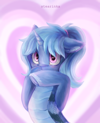 Size: 2550x3160 | Tagged: safe, artist:stearinka, imported from derpibooru, oc, oc:triksa, lamia, original species, adorable face, blushing, cute, simple background