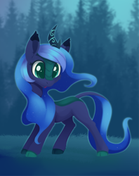 Size: 1778x2247 | Tagged: safe, artist:dusthiel, imported from derpibooru, princess luna, kirin, atg 2022, forest background, kirin-ified, newbie artist training grounds, solo, species swap