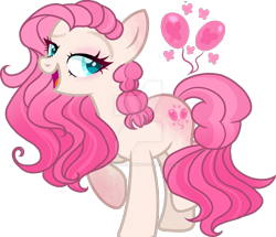 Size: 1280x1103 | Tagged: safe, artist:dayspring-dawnyt, imported from derpibooru, oc, earth pony, pony, base used, female, magical lesbian spawn, mare, obtrusive watermark, offspring, parent:fluttershy, parent:pinkie pie, parents:flutterpie, simple background, solo, transparent background, watermark