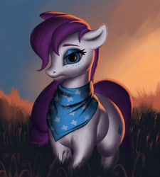 Size: 1200x1334 | Tagged: safe, artist:escapist, imported from derpibooru, applejack, rarity, earth pony, pony, background, bandana, female, field, freckles, fusion, grass, rarijack, shipping