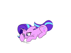 Size: 900x675 | Tagged: safe, artist:slamjam, imported from derpibooru, starlight glimmer, pony, unicorn, female, floppy ears, lying down, prone, simple background, solo, white background