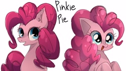 Size: 2048x1147 | Tagged: safe, artist:namaenonaipony, imported from derpibooru, pinkie pie, earth pony, pony, cute, diapinkes, duo, duo female, female, mare, open mouth, simple background, white background