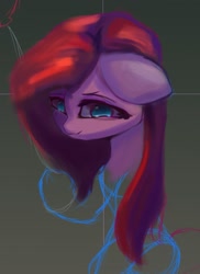 Size: 1155x1584 | Tagged: safe, imported from derpibooru, pinkie pie, earth pony, pony, bust, female, floppy ears, imitation, looking at you, mare, pinkamena diane pie, portrait, solo, three quarter view, wip