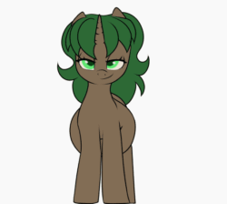 Size: 560x501 | Tagged: safe, artist:dumbwoofer, imported from derpibooru, oc, oc only, oc:pine shine, pony, unicorn, animated, blinking, female, looking at you, mare, pregnant, simple background, smiling, smiling at you, solo, sway, tail, underhoof, white background