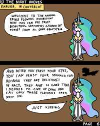 Size: 1600x2000 | Tagged: safe, artist:nopony, imported from derpibooru, princess celestia, alicorn, pegasus, pony, comic:the night hooves, atg 2022, cakelestia, comic, female, mare, newbie artist training grounds, silhouette, speech bubble