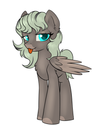 Size: 3000x4000 | Tagged: safe, artist:dumbwoofer, imported from derpibooru, oc, oc only, oc:forest air, pegasus, pony, :p, blank flank, chest fluff, ear fluff, female, filly, foal, lidded eyes, looking at you, mane dye, simple background, solo, teenager, tongue out, transparent background