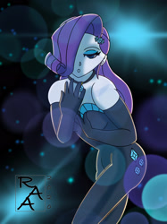 Size: 2048x2732 | Tagged: safe, artist:rickardt, imported from derpibooru, rarity, human, equestria girls, equestria girls series, the other side, abstract background, bare shoulders, bedroom eyes, clothes, evening gloves, eyelashes, female, gloves, long gloves, sleeveless, solo, strapless