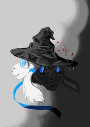 Size: 596x842 | Tagged: safe, artist:lambs prey, imported from derpibooru, oc, oc:gossamer, oc:prey, lamb, sheep, fanfic:prey and a lamb, fanfic art, hat, needle, pins, ribbon, witch hat