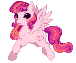 Size: 1064x895 | Tagged: safe, artist:lolicoom, imported from derpibooru, oc, oc only, oc:fuzzy feelings, pegasus, pony, derpibooru community collaboration, 2023 community collab, curly hair, cute, orange eyes, pink, simple background, solo, transparent background