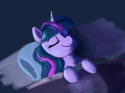 Size: 2732x2048 | Tagged: safe, artist:phutashi, imported from derpibooru, twilight sparkle, pony, unicorn, atg 2022, bed, cute, eyes closed, female, lying down, mare, newbie artist training grounds, on back, sleeping, smiling, solo, twiabetes, unicorn twilight