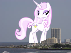 Size: 2048x1536 | Tagged: safe, artist:90sigma, artist:thegiantponyfan, imported from derpibooru, fleur-de-lis, pony, unicorn, atlantic city, female, giant pony, giant unicorn, giantess, highrise ponies, irl, macro, mare, mega giant, new jersey, photo, ponies in real life, united states