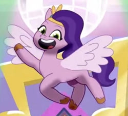 Size: 546x499 | Tagged: safe, imported from derpibooru, screencap, pipp petals, pegasus, pony, spoiler:g5, spoiler:my little pony: tell your tale, spoiler:tyts01e20, adorapipp, cropped, cute, female, g5, headband, jewelry, looking at you, mare, my little pony: tell your tale, one trick pony (episode), open mouth, open smile, regalia, smiling, solo