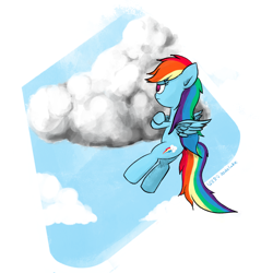 Size: 2048x2048 | Tagged: safe, artist:widelake, imported from derpibooru, rainbow dash, pegasus, pony, cloud, crossed arms, simple background, solo, white background