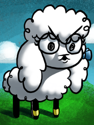 Size: 3096x4128 | Tagged: safe, artist:greatspacebeaver, imported from derpibooru, oc, oc:prey, lamb, sheep, fanfic:prey and a lamb, fanfic art, ribbon, surprised