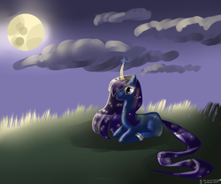 Size: 3000x2500 | Tagged: safe, artist:aquagalaxy, imported from derpibooru, oc, oc only, oc:solar eclipse, alicorn, pony, lying, moon, ponyloaf, prone, solo