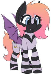 Size: 2056x3000 | Tagged: safe, artist:brainiac, imported from derpibooru, oc, oc only, unnamed oc, bat pony, pony, bat pony oc, bat wings, cute, fangs, female, high res, mare, ocbetes, requested art, simple background, smiling, solo, spread wings, transparent background, wings